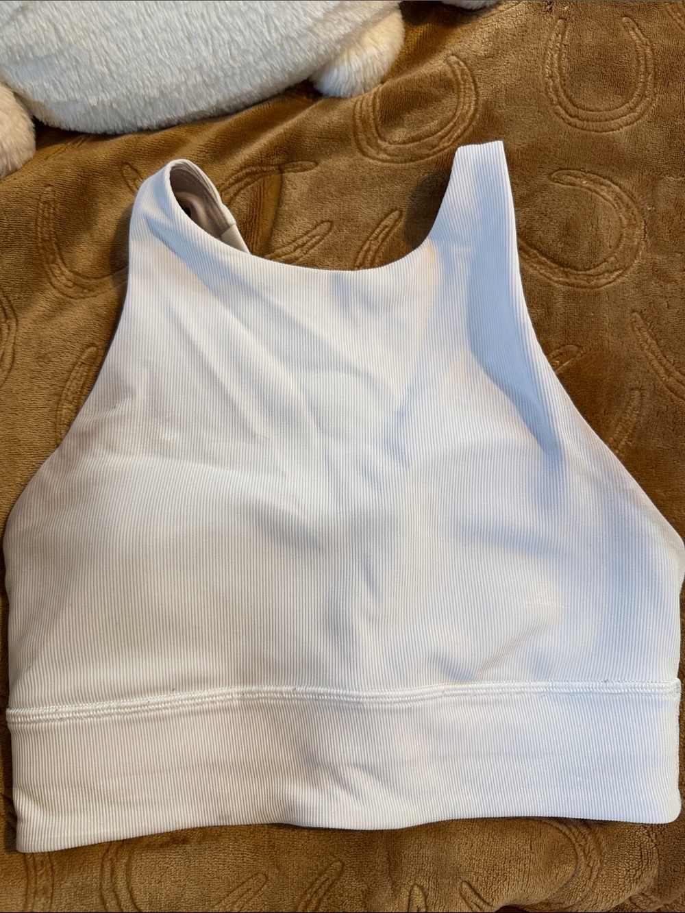 Lululemon Women’s White Ribbed High-Neck Crop Tank Top
